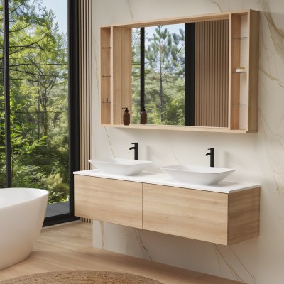 Spiegel mit Holzrahmen und Regal - Madera 5