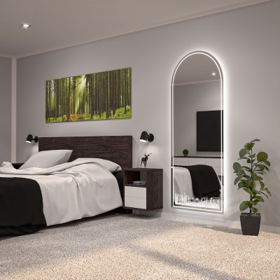 Spiegel mit LED Motiv Blumenwiese 1