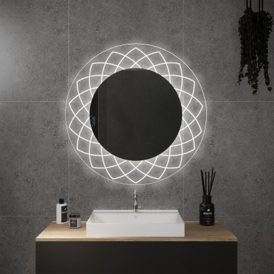 Runder LED Spiegel mit Glas-Rahmen Lisandra 2