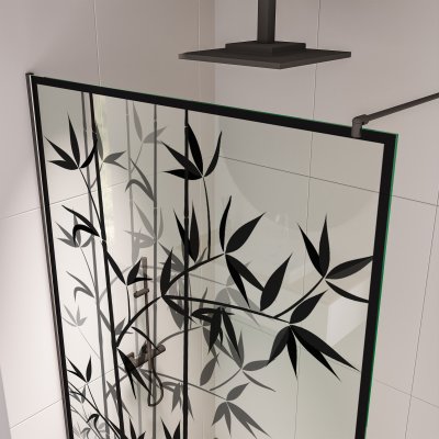 Glas Duschwand auf Maß mit Druck BAMBOO 4