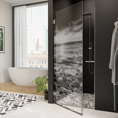 Dusche Nischentür Echtglas mit Motiv MEER 1/101