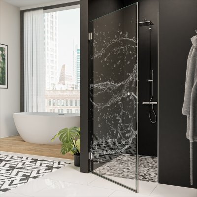 Dusche Nischentür Echtglas mit Motiv WASSER 4/101