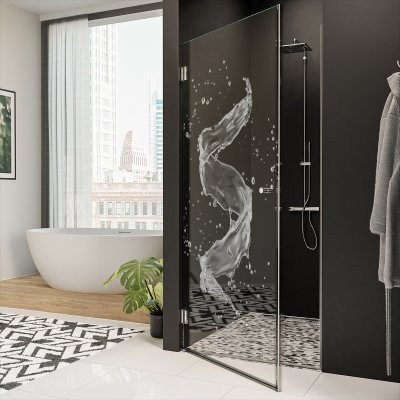 Dusche Nischentür nach Maß mit Motiv WASSER 3/101
