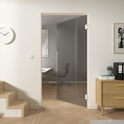 Pendeltür aus Parsol Glas ESG 8mm Grau