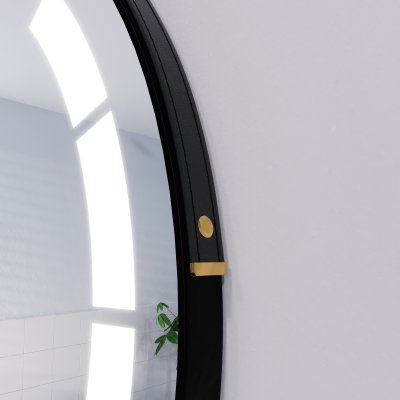 Runder LED Spiegel mit Riemen schwarz BIANCA 2R