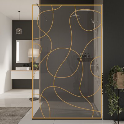 Glastrennwand Dusche mit Farbdruck FRAME SCRIBBLE
