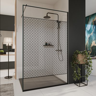 Glastrennwand Dusche mit Farbdruck FRAME SQUARES 2