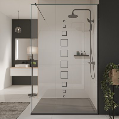 Glastrennwand Dusche mit Farbdruck FRAME SQUARES 4