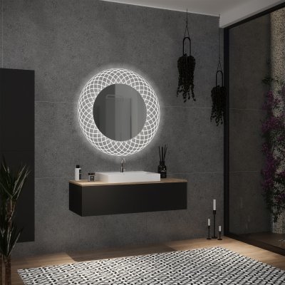 Runder LED Spiegel mit Glas-Rahmen Lisandra 1