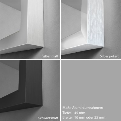 Spiegel mit Rahmen silber/schwarz - Ulm