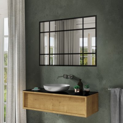 Industrie-Design Spiegel schwarz Teillack F624TL