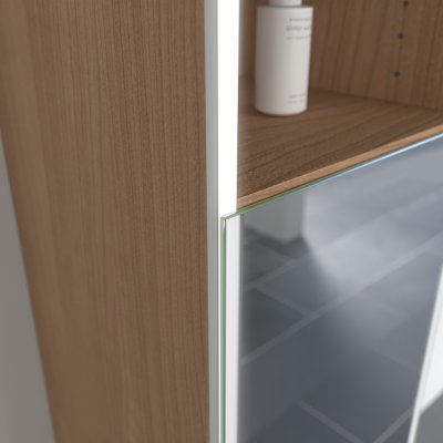 Hochschrank Bad mit Spiegel und Licht BHS009L4