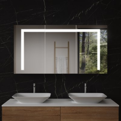 LED Spiegelschrank aus Aluminium - Aller/Weiß