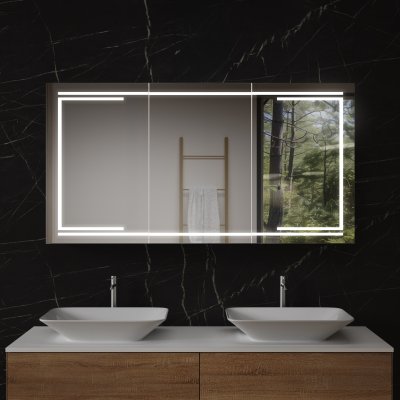 LED Spiegelschrank aus Aluminium - Kocher/Weiß
