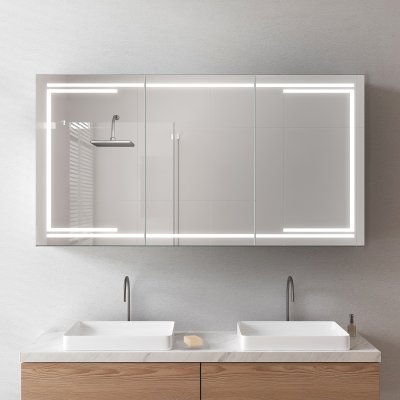 LED Spiegelschrank aus schwarzem Alu - Kocher/Schwarz
