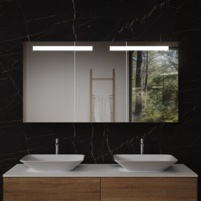 Aluminium Spiegelschrank mit Licht - Altmühl/Weiß