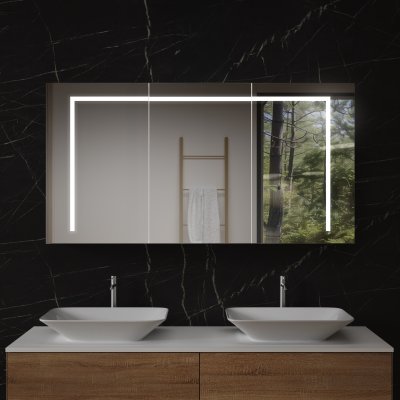 Aluminium Spiegelschrank mit Licht - Ems/Weiß