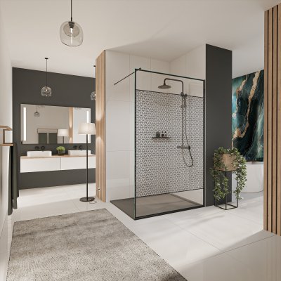 Glastrennwand Dusche mit Farbdruck FRAME TRIANGEL 2