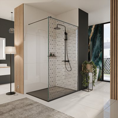Glastrennwand Dusche mit Farbdruck FRAME TRIANGEL