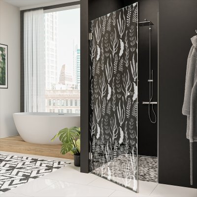 Echtglas-Tür für die Dusche mit Motiv SEEGRAS 101