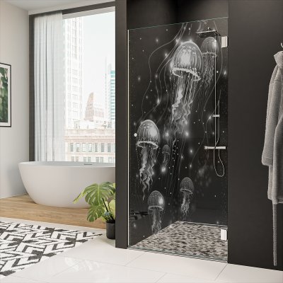 Dusche Echtglas-Tür nach Maß QUALLEN 101