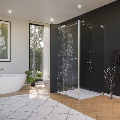 Glas Duschkabine Tür seitlich mit Motiv BLUMEN 1/210