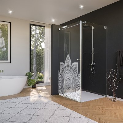 Glas Duschkabine Tür seitlich mit Motiv MANDALA 1/210