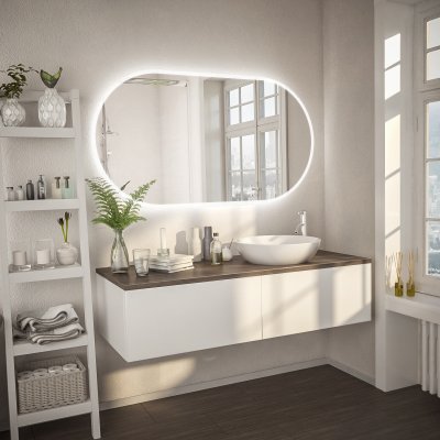 Badezimmerspiegel abgerundet F597L4K