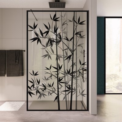 Glas Duschwand auf Maß mit Druck BAMBOO 4
