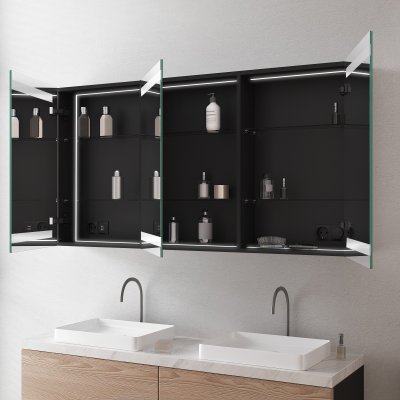 LED Spiegelschrank aus Aluminium - Donau/Schwarz