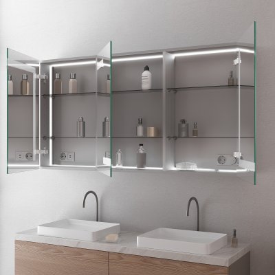 LED Badspiegelschrank aus Aluminium - Rhein