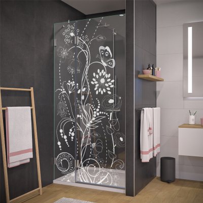 Duschtür aus Glas Laser-Design BLUMEN 1/104
