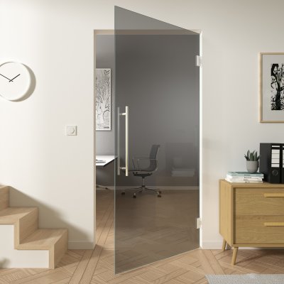 Pendeltür aus Parsol Glas ESG 8mm Grau