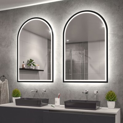 Spiegel beleuchtet mit Bogen und schwarzem Rand Teillack F650L4BTL