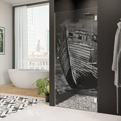 Nischentür für die Dusche mit Motiv BOOT 1/101