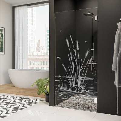Nischentür für die Dusche mit Motiv SCHILF 1/101