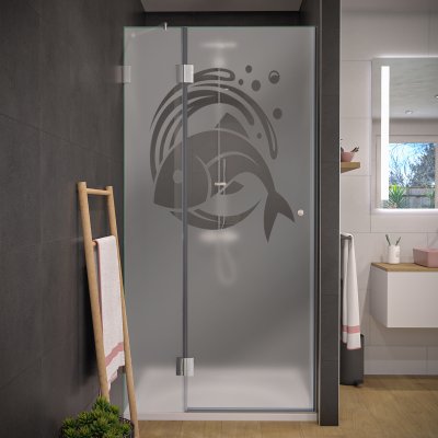 Nischentür für Dusche mit Motiv FISCH 104