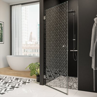 Glastür für die Dusche mit Dekor ART DECO 1/101