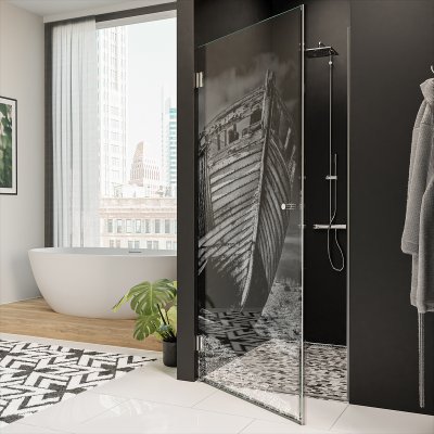 Nischentür für die Dusche mit Motiv BOOT 1/101
