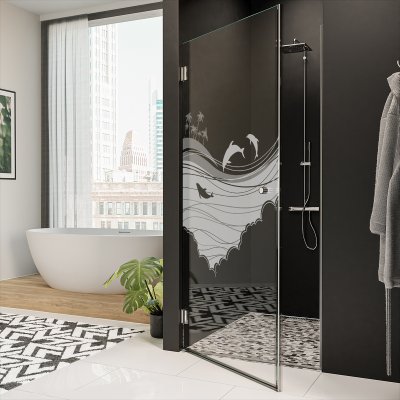 Glastür für die Dusche mit Motiv MEER 2/101
