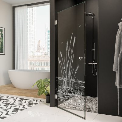 Nischentür für die Dusche mit Motiv SCHILF 1/101