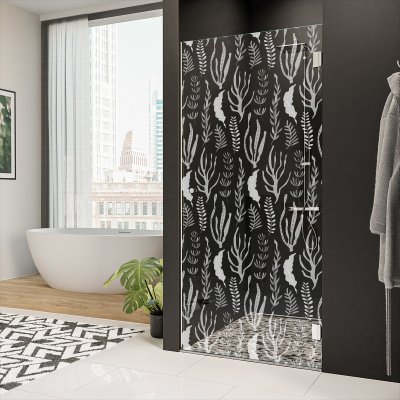 Echtglas-Tür für die Dusche mit Motiv SEEGRAS 101