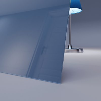 Blau lackiertes ESG Glas nach Maß 4mm