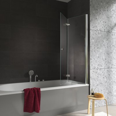 Badewannenaufsatz mit Drehfalttür Glas nach Maß - Perla (rechts)