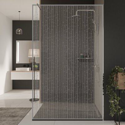 Glastrennwand Dusche mit Farbdruck FRAME BAMBOO 3