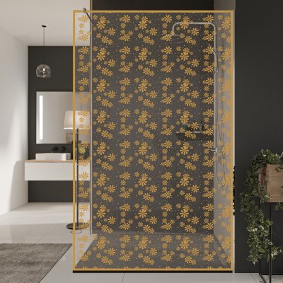 Glastrennwand Dusche mit Farbdruck FRAME BLUMEN 2