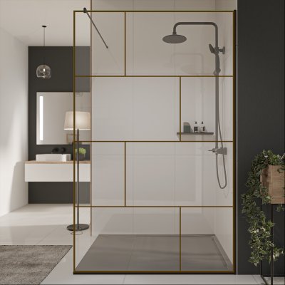 Glastrennwand Dusche mit Farbdruck FRAME BRICK