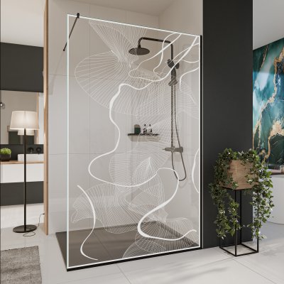 Glastrennwand Dusche mit Farbdruck FRAME CHAOS