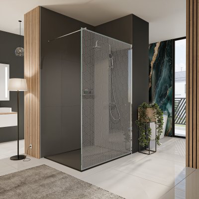 Glastrennwand Dusche mit Farbdruck FRAME CUBUS