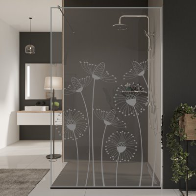 Glastrennwand Dusche mit Farbdruck FRAME DANDELION